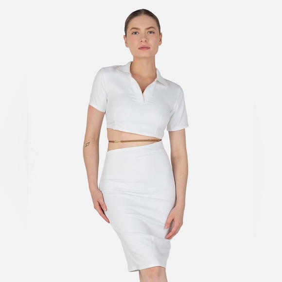 Nike x Jacquemus Women’s White Cutout DRIFIT  Bodycon Dress Polo Top Size XS - Picture 1 of 13